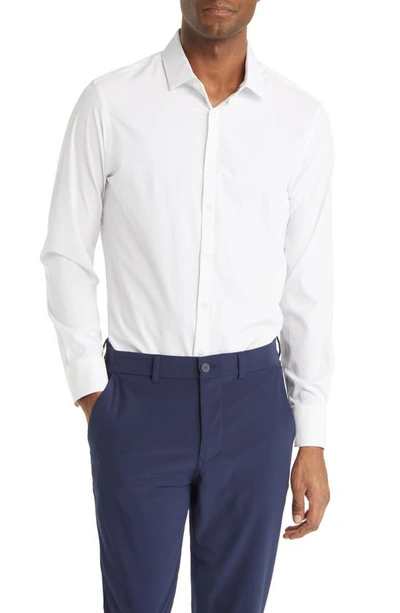 Mizzen + Main Leeward Stretch Button-up Shirt In White Solid