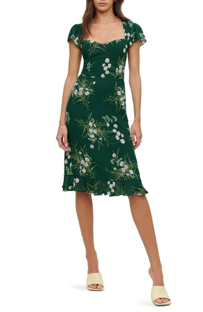 Reformation Rosi Sweetheart Neck Dress In Green
