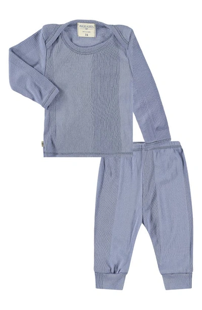 Paigelauren Babies' Ribbed Cotton & Modal Long Sleeve T-shirt & Pants Set In Blue