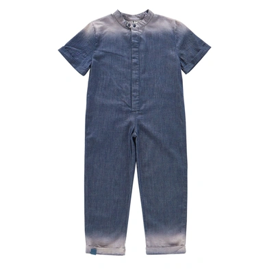 Omamimini Kids' Chambray Mechanic Jumpsuit In Grey