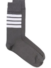 Thom Browne Grey 4-bar Stripe Socks In Grey,white