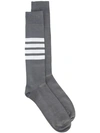 Thom Browne 4-bar Striped Socks In Grey