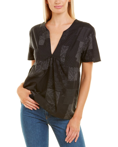 James Perse Patchwork Pring Top In Black