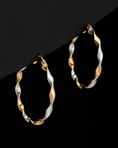 Italian Gold 14k  Two-tone Tube Twisted Hoops In Nocolor