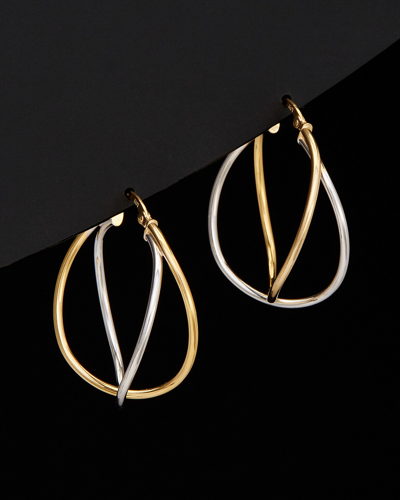 Italian Gold 14k  Two-tone Hoops In Nocolor