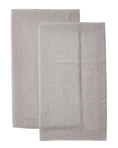 Apollo Towels Turkish Waffle Terry Set Of 2 Bath Mats In Silver