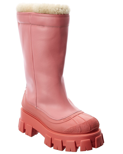 Prada Monolith Leather Boot In Pink