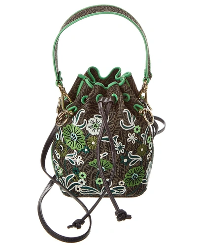 Fendi Mon Tresor Mini Canvas Bucket Bag In Green