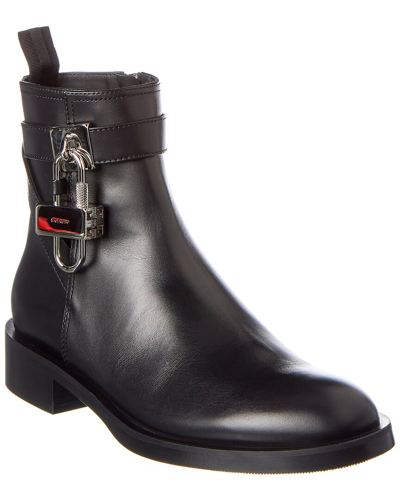 Givenchy Lock Leather Bootie In Black