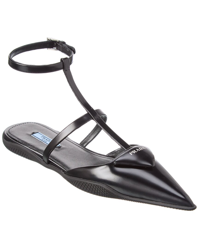 Prada Leather Pointy-toe Ballet Flat In Nocolor