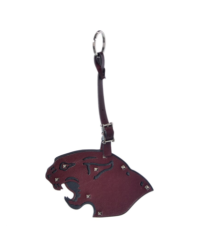 Valentino Garavani Panther Leather Bag Charm In Red