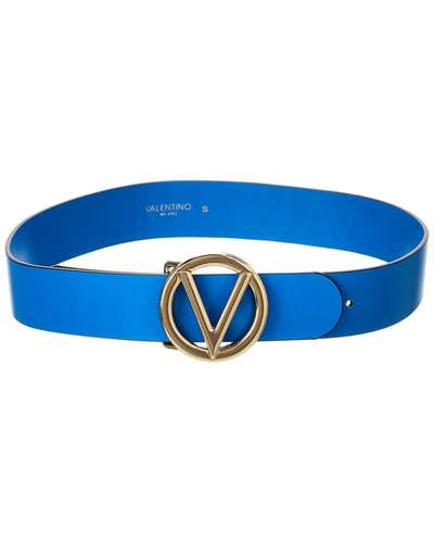 Valentino By Mario Valentino Bessy Embossed Leather Belt In Blue