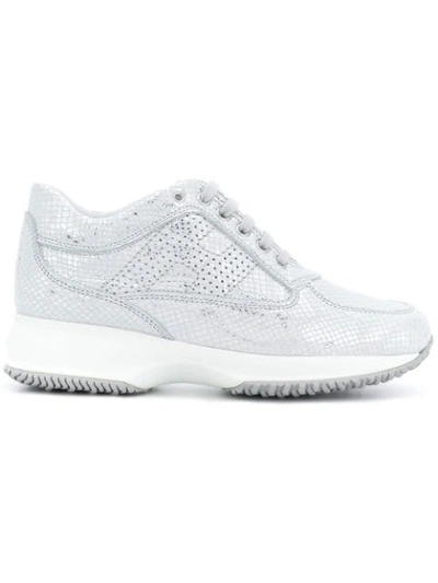 Hogan Snakeskin Effect Sneakers In Metallic