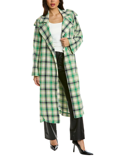 Tanya Taylor Annabelle Linen-blend Coat In Green