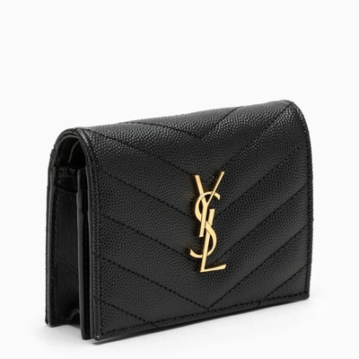 Saint Laurent Black Cassandre Flap Card Holder