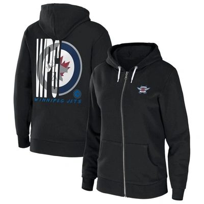 Wear By Erin Andrews Black Winnipeg Jets Sponge Fleece Full-zip Hoodie