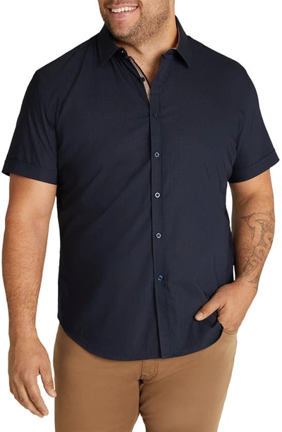 Johnny Bigg Emile Stretch Short Sleeve Button-up Shirt In Navy