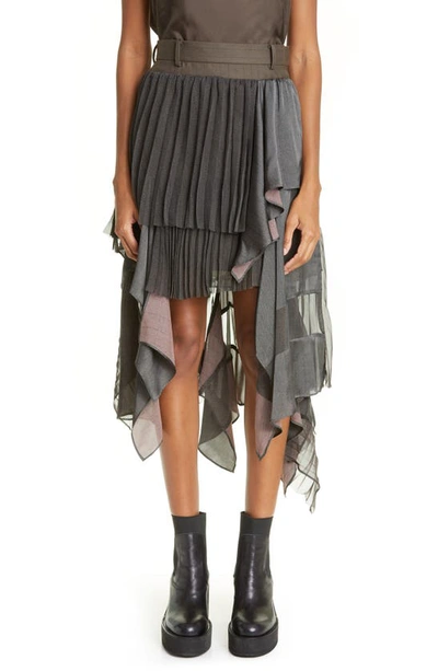 Sacai Chalk Stripe Asymmetric Handkerchief Hem Skirt In Black Multi |  ModeSens
