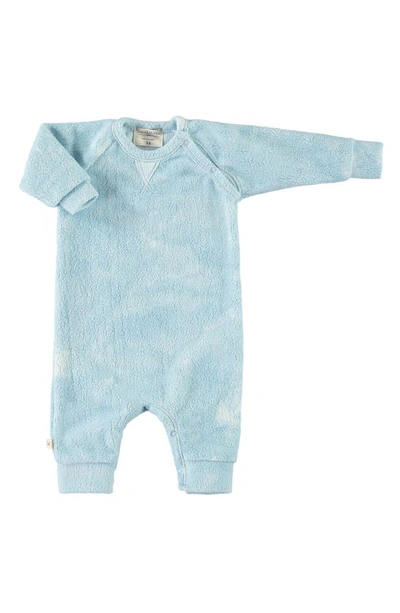 Paigelauren Babies' Organic Cotton Blend Fleece Romper In Marble Teal