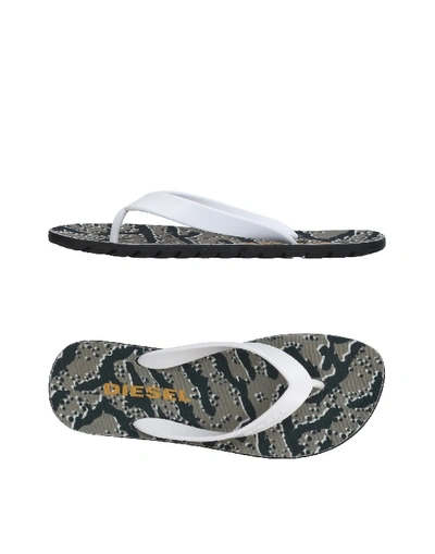 Diesel Toe Strap Sandals In White