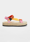 Loewe Colorblock T-strap Espadrille Sandals In Orange Multi