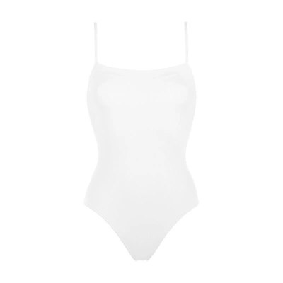 Eres Aquarelle One-piece Swimsuit With Thin Straps In Blanc