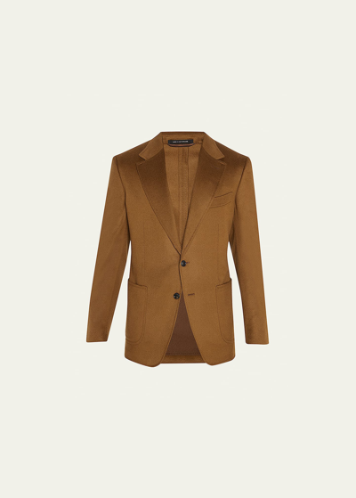 Tom Ford Men's Shelton Brushed Cashmere Evening Jacket In Dark Brown Solid