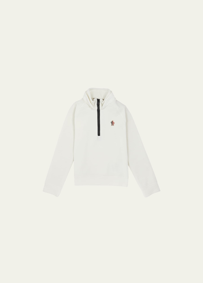 Moncler Kid's Quarter Zip-up Sweatshirt In White