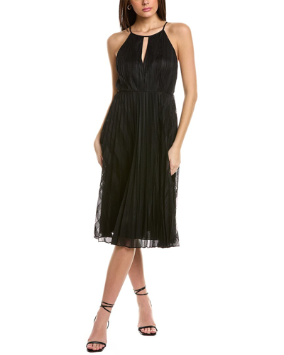 Theory Pleated Lace Halter Midi Dress In Black