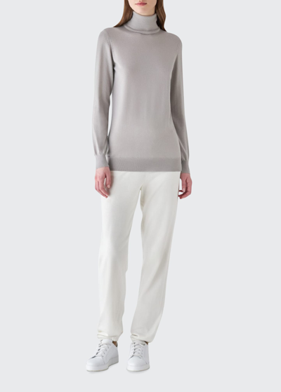 Loro Piana Featherweight Cashmere Turtleneck Sweater In Tapioca