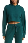 Alo Yoga Muse Ribbed Hoodie Sweatshirt In Midnight Green