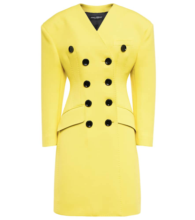 Dolce & Gabbana Virgin Wool Coat In Yellow