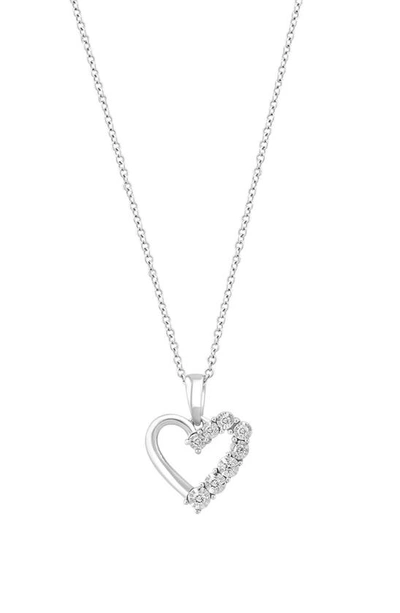 Effy Sterling Silver Diamond Heart Pendant Necklace In White