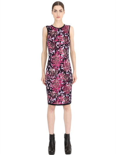 Versace Leopard Jacquard Compact Knit Dress, Multicolor | ModeSens