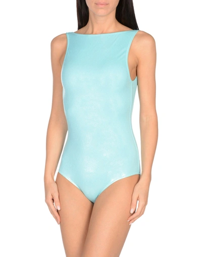 Dondup One-piece Swimsuits In Sky Blue