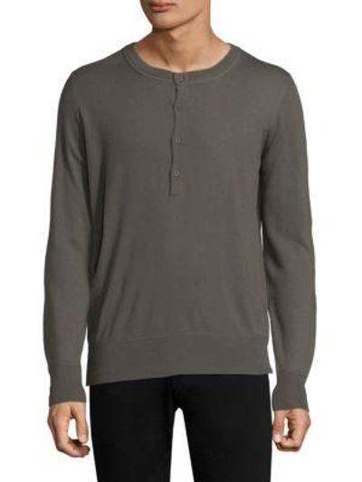 Tomas Maier Baby Cashmere Henley In Dusty Army