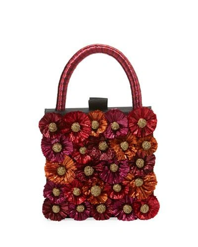 Sanayi313 Flora Raffia Box Clutch Bag In Red