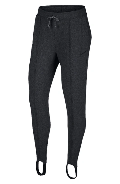 Nike Dri-fit Drawstring Training Pants With Stirrups In Black/ Heather/ Black