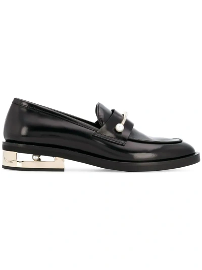 Coliac Abby Black Leather Loafer With Jewel