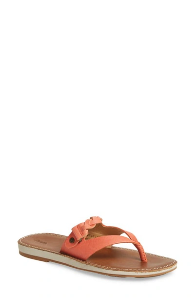 Olukai Kahikolu Flip Flop In Peach/ Tan Leather