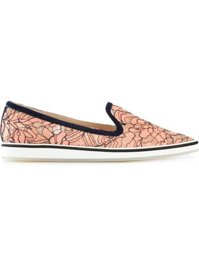 Nicholas Kirkwood Floral Lace Slip-on Shoes In Apricot
