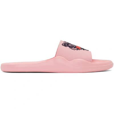 Kenzo Tiger Pool Sandals In Flamingo Pink