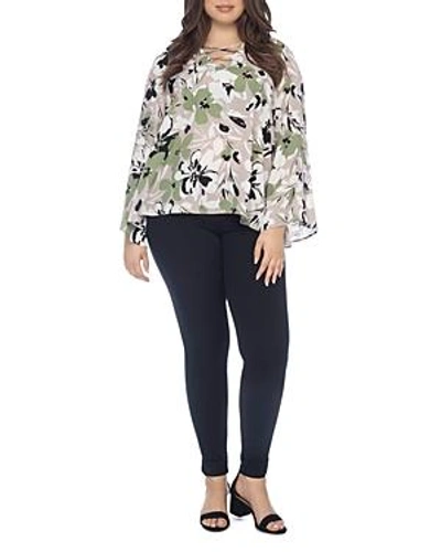 B Collection By Bobeau Curvy Dawn Floral-print Bell-sleeve Blouse In Boa Floral Print