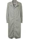 Julius Standing Collar Long Coat In Grey