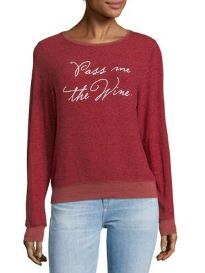 Wildfox Pass The Wine Long Sleeve Pullover In Crimson Red