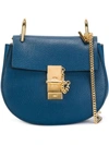 Chloé Navy Drew Mini Leather Shoulder Bag In Factory+blue