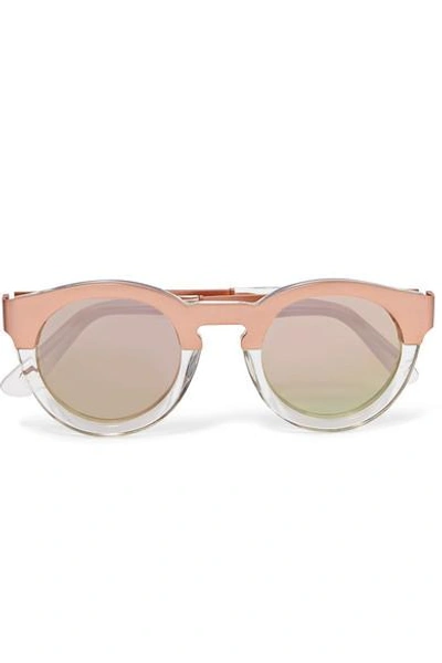 Sunday Somewhere Soelae Round-frame Rose Gold-tone And Acetate Sunglasses In Pink