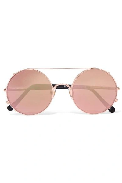 Sunday Somewhere Valentine Round-frame Rose Gold-tone Mirrored Convertible  Sunglasses In Pink | ModeSens