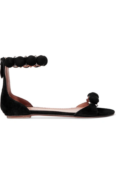 Alaïa Bombe Studded Suede Sandals In Nero