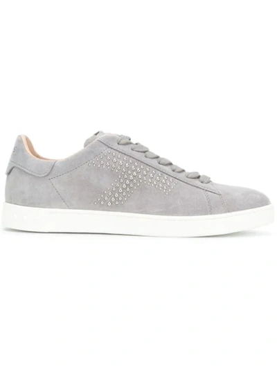 Tod's Studded Lace-up Sneakers In Grey